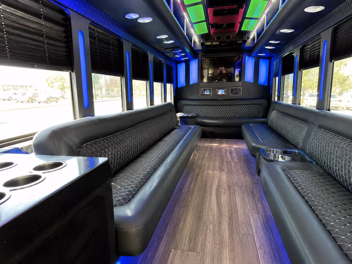 colton 15 passenger party bus inside