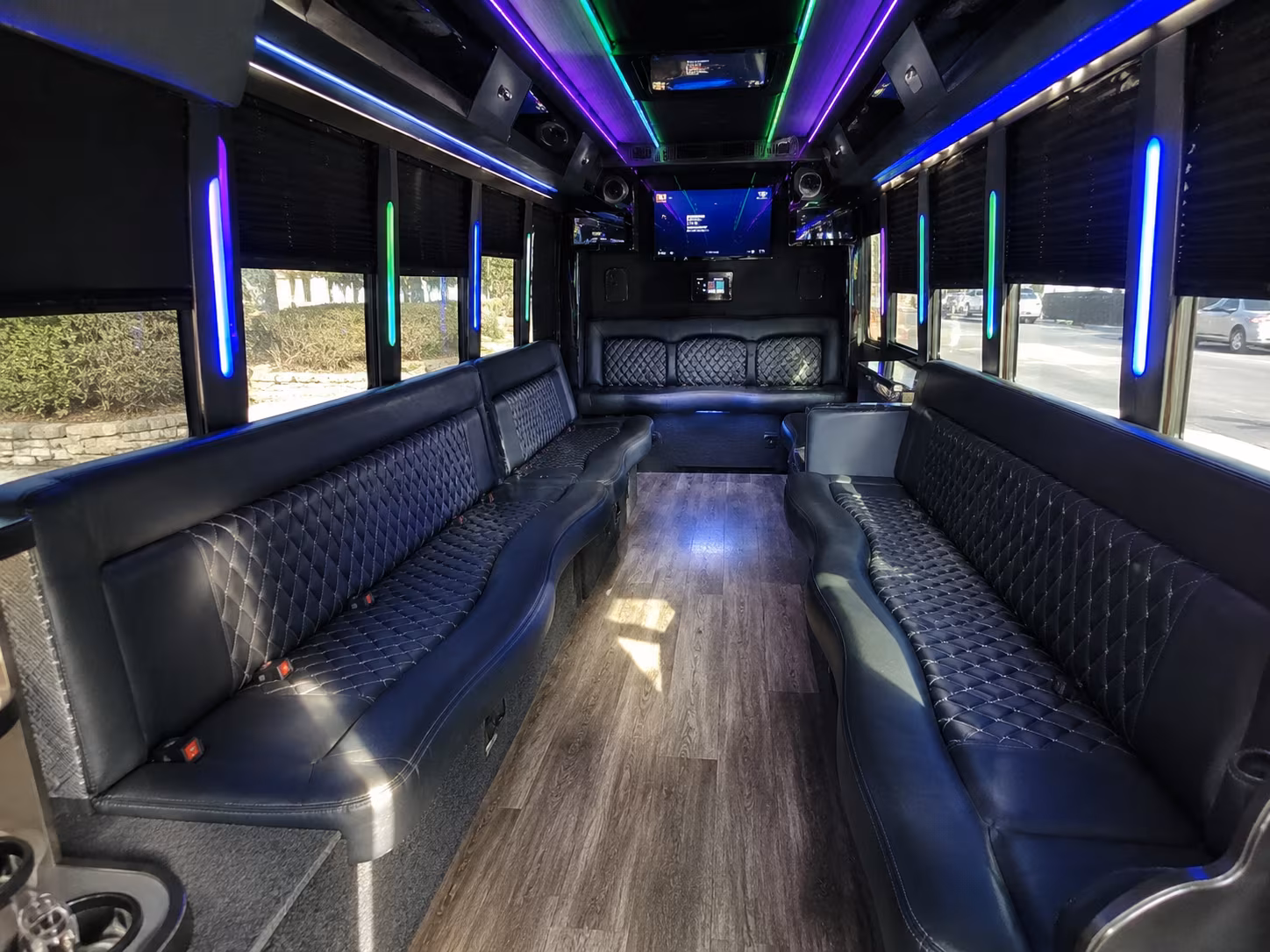 colton 15 passenger party bus interior