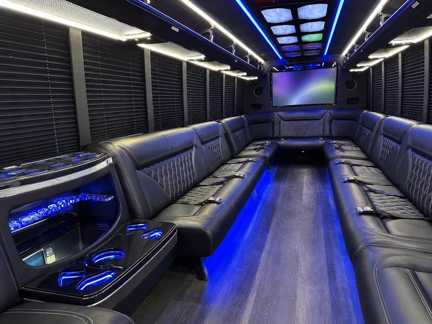 colton 20 passenger party bus inside
