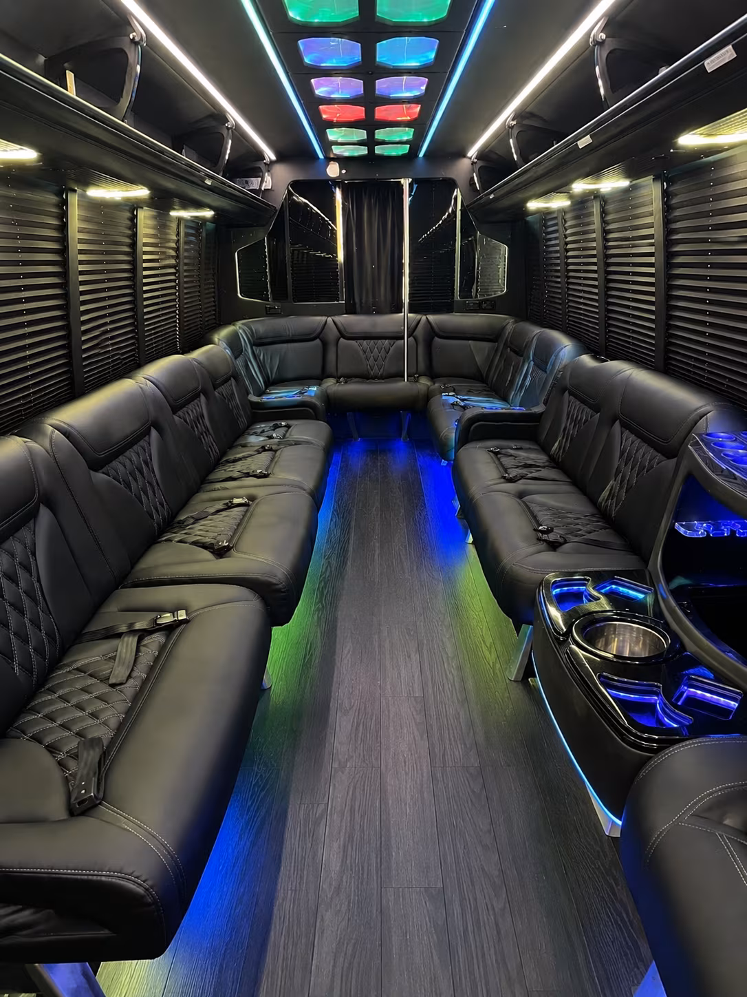 colton 20 passenger party bus interior
