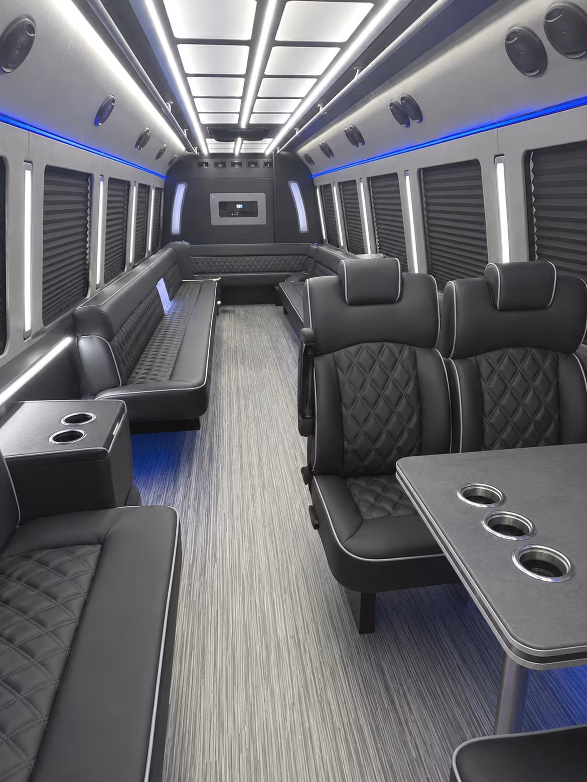 colton 25 passenger party bus inside