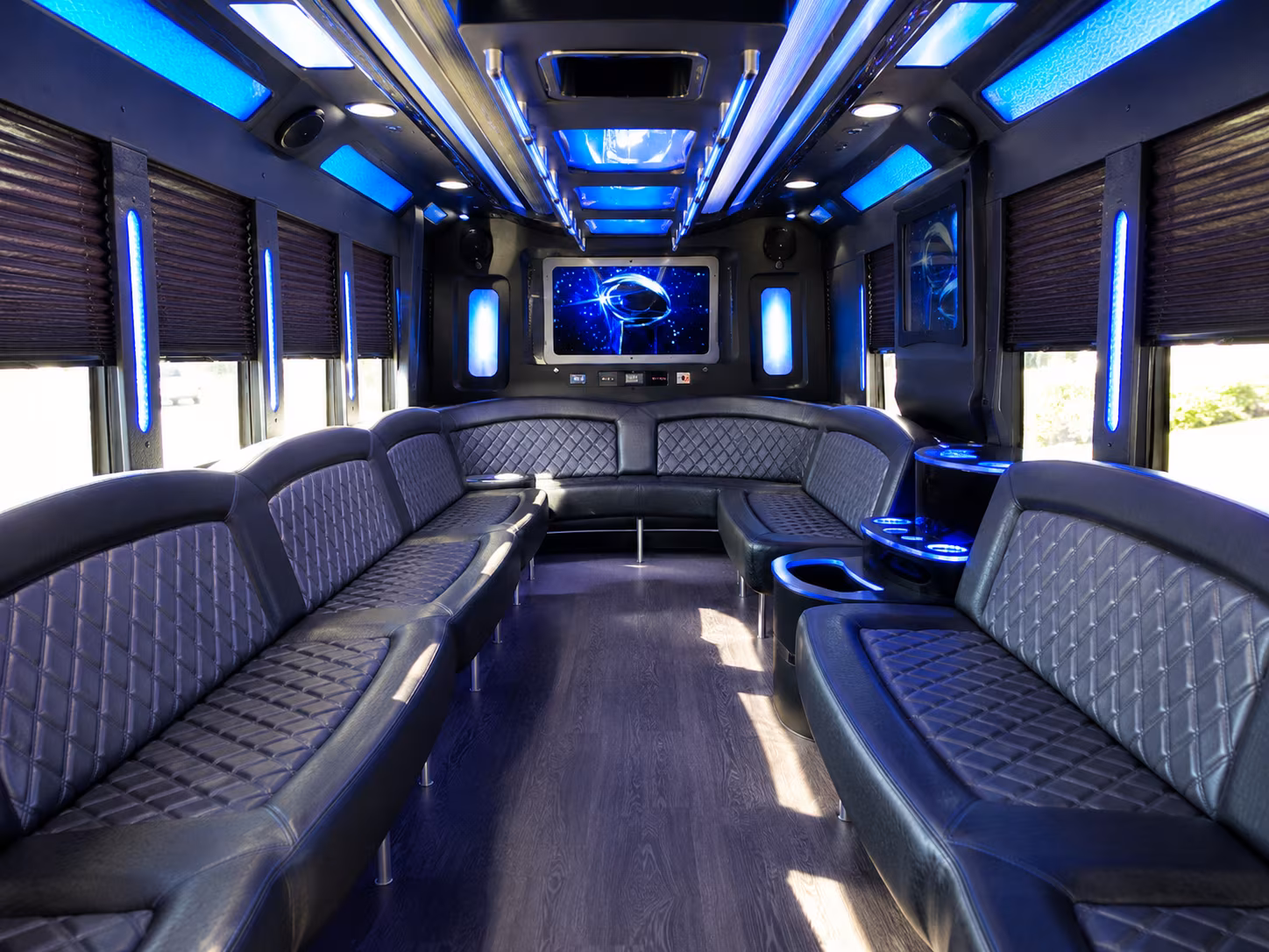 colton 28 passenger party bus inside