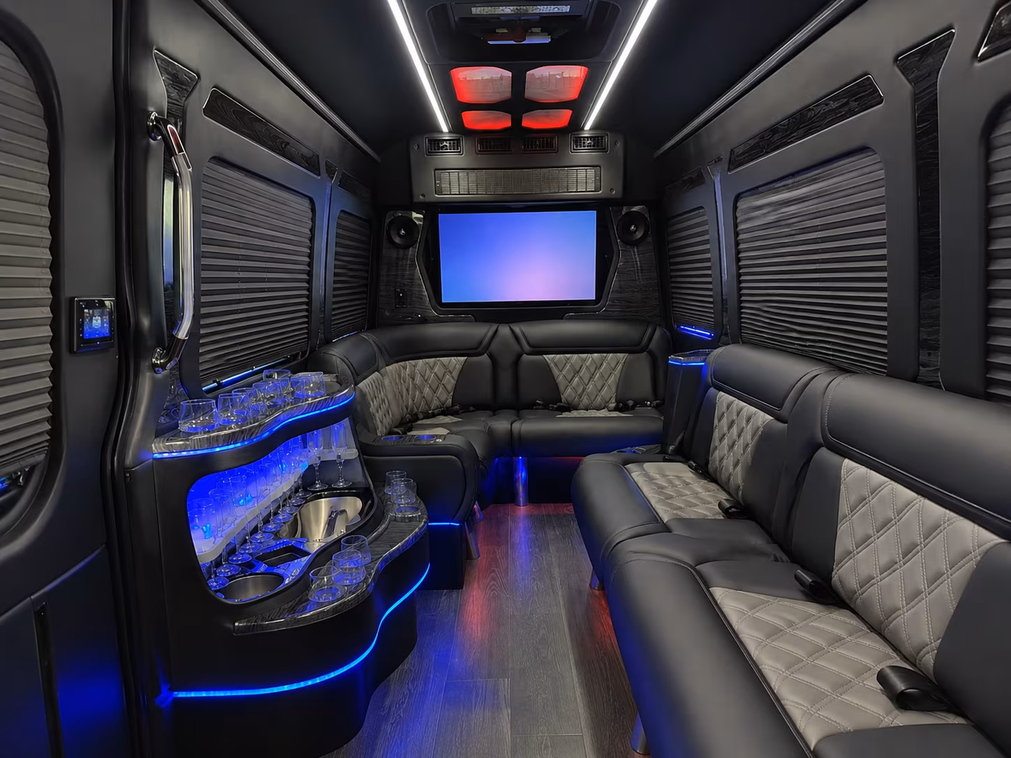 colton 30 passenger party bus inside