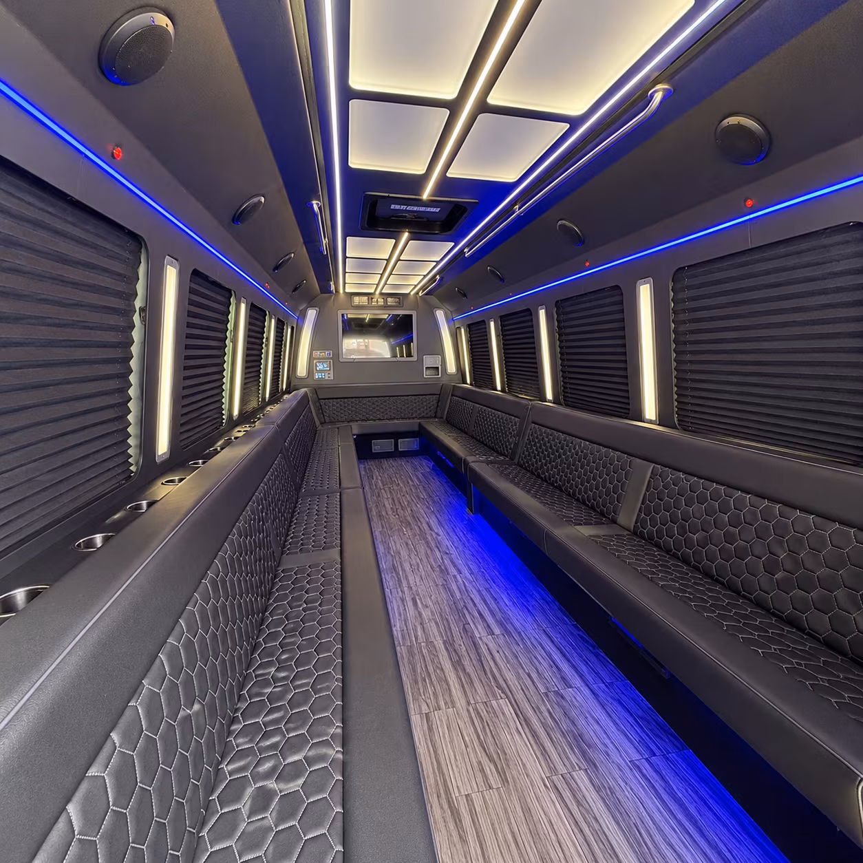 colton 30 passenger party bus interior