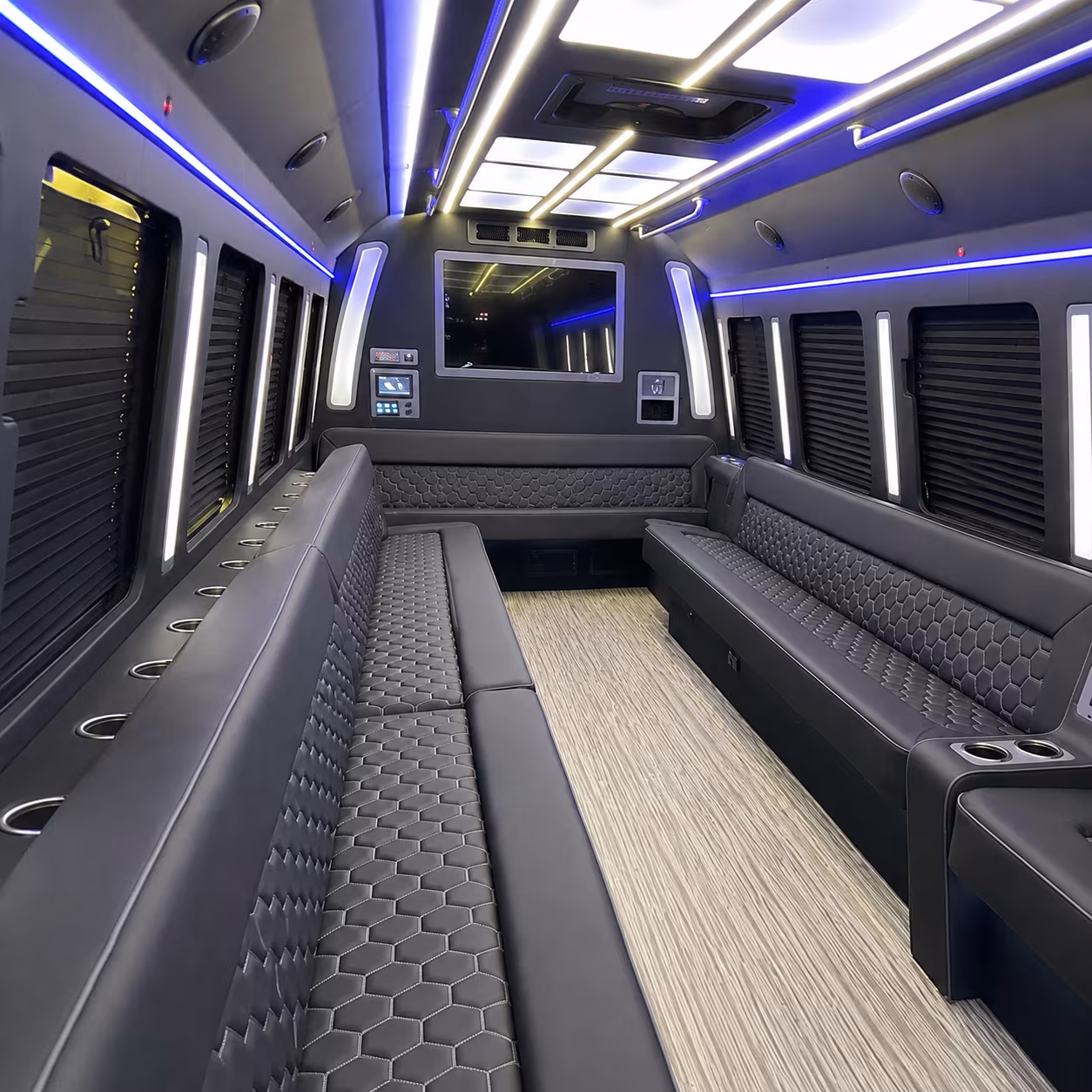colton 40 passenger party bus inside