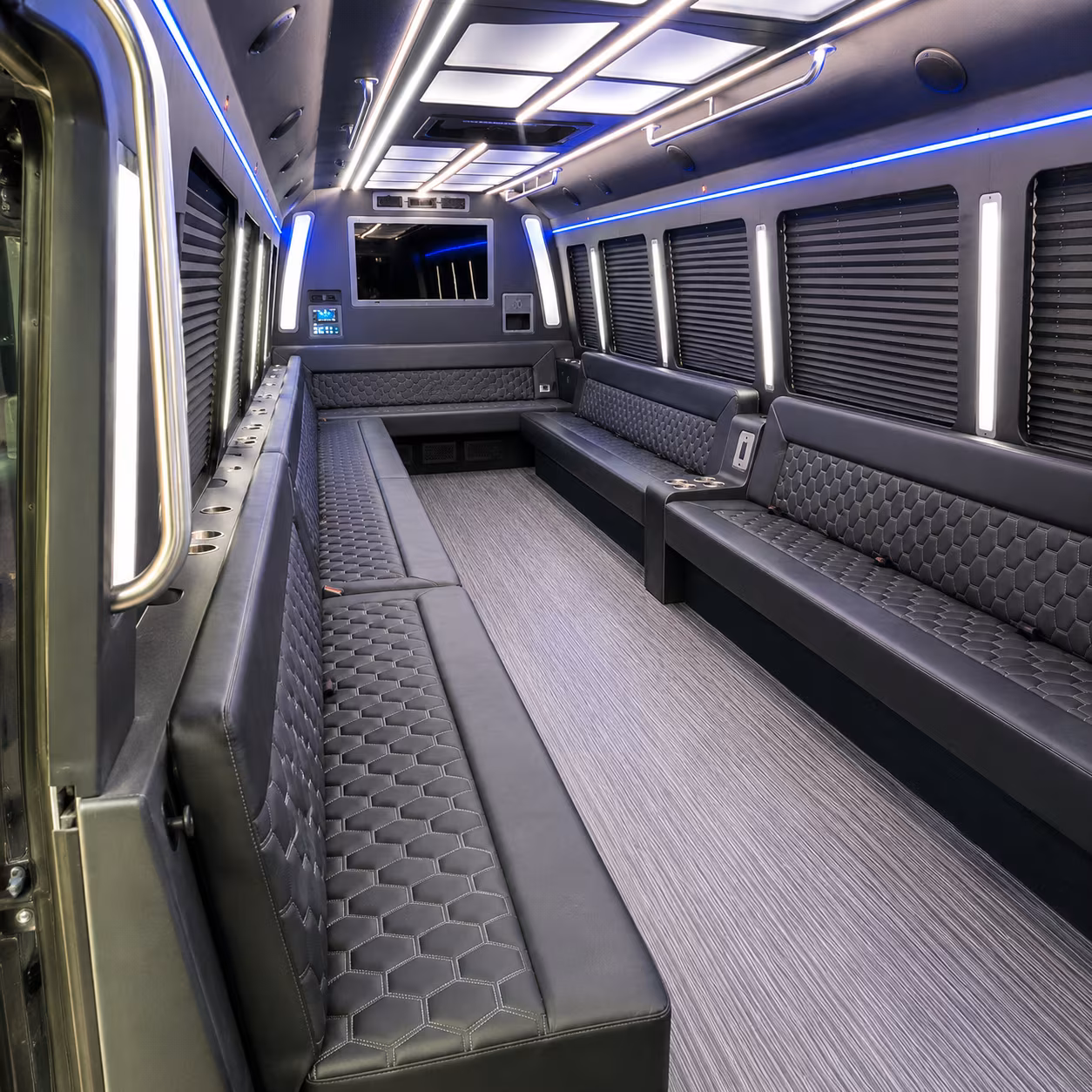 colton 40 passenger party bus interior