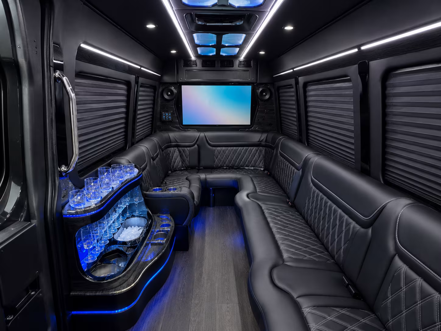 colton 50 passenger party bus interior