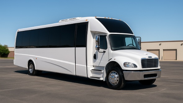Exterior of Charter Bus Company Rancho Cucamonga's 20 Passenger Mini bus in Rancho Cucamonga