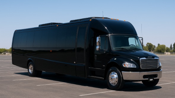 Exterior of Charter Bus Company Rancho Cucamonga's 28 Passenger Mini bus in Rancho Cucamonga