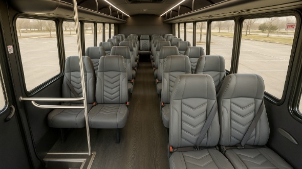 Interior of Charter Bus Company Rancho Cucamonga's 30 Passenger Minibus in Rancho Cucamonga