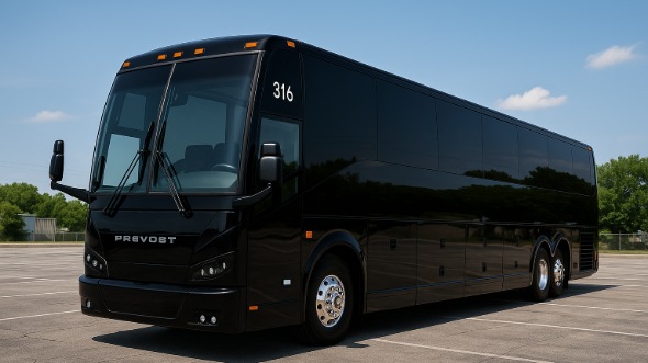 Exterior of Charter Bus Company Rancho Cucamonga's 50 Passenger Charter Bus in Rancho Cucamonga
