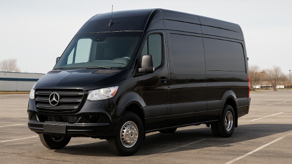 Exterior of Charter Bus Company Rancho Cucamonga's Sprinter Limo in Rancho Cucamonga