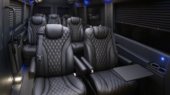 Interior of Charter Bus Company Rancho Cucamonga's Sprinter Van Rental With Driver in Rancho Cucamonga
